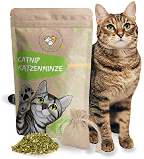 Haustierherz Echte Katzenminze Mit Befüllbarem Säckchen, Katzenspielzeug Selbstbeschäftigung, Catnip, 100 g Aus Deutschland, Auffüllen Von Katzenspielzeug Katzen Kissen Catnip Ball
