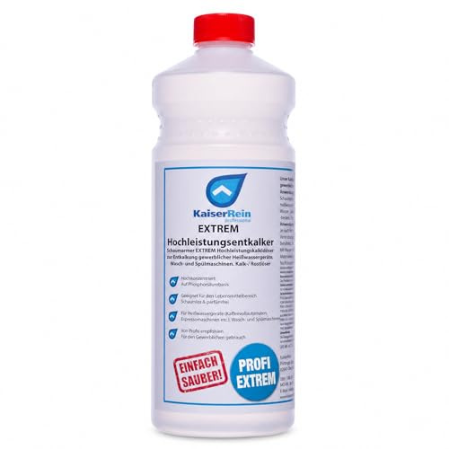 KaiserRein Profi Extrem Hochleistungsentkalker/Rostlöser flüssig 1 l Kalklöser für Kaffeevollautomaten Entkalker Heißwassergeräte gegen Kalk, Urinstein, Wasserstein, Kesselstein und Rost
