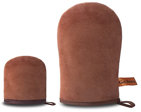 Sibba Selbstbräunungshandschuh Applikator künstlicher Bräunungshandschuh doppelseitig Samt Bräunungslotion Applikator künstliche Bräunungsfäustlinge für Lotion Spray Mousse (Braun)