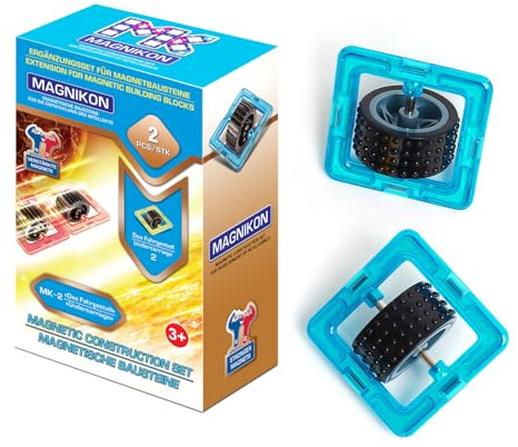 MAGNIKON Magnetische Bausteine Räder, Magnetbausteine Zubehör, 2 STK | Magnetsteine, Magnetic Blocks, Magnetspiel, Erweiterung, Einzeln, Ergänzung, Magnetic Tiles, Magnetspielzeug, Magnete Kinder