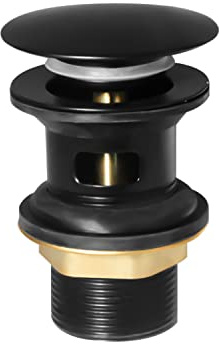 SOLVEX Universal Ablaufgarnitur mit Überlauf, Schwarz Matt, SP-71805-N | Abflussgarnitur - Waschbecken & Waschtisch, Modernes Pop-Up Waschbeckenstöpsel, Gehäuse aus Edelstahl, Mit Abnehmbarem Rohr