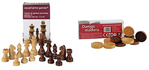 Aquamarine Games - Stauton 4, Piezas de ajedrez (Compudid CP002) & Recambio fichas de Damas, NO-Value (Compudid cp014)