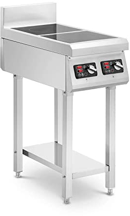Royal Catering RCIK-3500IC2.1 induktionsplatta med underkonstruktion, 2 x 20 cm, 10 nivåer, timer, induktionskoksplatta, kokplatta, induktion, dubbel induktionskokplatta, dubbelkokplatta, induktion