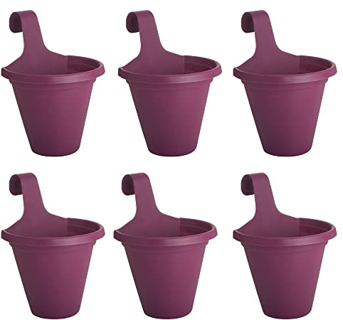 Clever Pots Lot de 6 Pots de Fleurs à Suspendre avec réservoir d'arrosage Automatique - Pot extérieur en Plastique pour clôture de Jardin et Balustrade de Balcon - Orchidée
