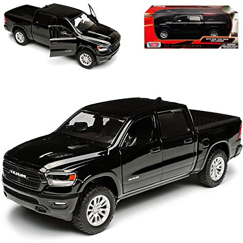 Motormax Dodge Ram 1500 Pick-Up Doppelkabine Schwarz 5. Generation Ab 2019 1/24 Modell Auto mit individiuellem Wunschkennzeichen