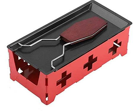 RoseFlower Mini Cheese Raclette with Foldable Wood Handle Portable Non-Stick Raclette Grill, Candlelight Cheese Melter Pan, Baking Tray Stove Kit with Spatula, for Meat, Vegetables...#2