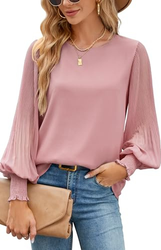 Odosalii Shirt Damen, Langarm Elegant Bluse, Chiffon Lässige Locker Festliche Party Oberteile, Mode Festlich Blusen & Tuniken, Herbst Leicht Tops Outfit
