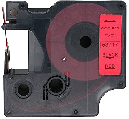 BROVACS Etikettenband, Schwarz auf Rot, kompatibel mit DYMO D1 53717, 24 mm, OPA2417, 1 Stück