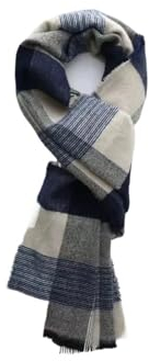 YUKORT Winter-Strickschal FüR MäNner Winter Schal Frauen Mode Blau Plaid Schal Lange Quaste Warme Schals Verdicken Gestrickte Schal Schal Herren