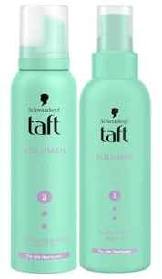 Taft Schwarzkopf Schaumfestiger Volumen (150ml) Haltegrad 3 Haarschaum für alle Haartypen volumengebendes Mousse & Föhn-Spray Volumen (150ml) Volumenspray, vegane Formel*