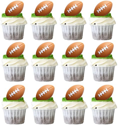 Gyufise 10Pcs Football Cupcake Toppers Foam Rugby Ball Players Cupcake Picks for Kids Sport Theme Birthday Party Baby Shower Cake Decorations Supplies