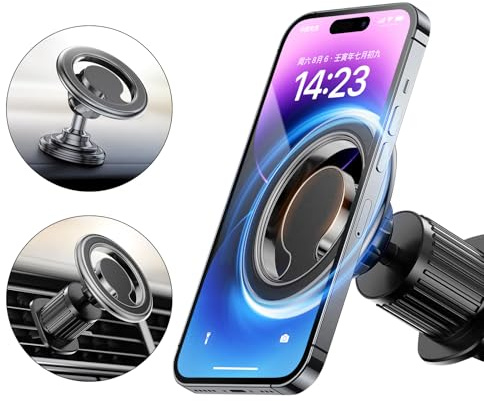 TOFURT Support Téléphone Voiture Magnétique pour Grille D'aération & Tableau de Bord, Rotation 360° Porte Téléphone Portable Automobile Magsafe Compatible avec iPhone 15/14/Pro/Plus/Pro