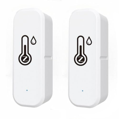 BVAZTVP ZigBee Indoor Temperature and Humidity Sensor,Compatible with Alexa and Google Home,for Home,Baby Rooms,Greenhouses Accessories,Office 2Pack(No Include Battery)