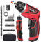 Jeu de tournevis électriques sans fil DuroFort, kit de tournevis rechargeable 8 V 5,5 Nm avec 30 embouts, 10 + 1 réglages de couple, poignée à 2 positions, indicateur de batterie, tige flexible