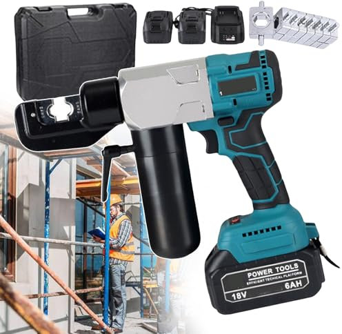 forplubossmmp 60KN Hydraulic Wire Crimper, Electric Cable Cutter Hydraulic Cable Lug Crimper with Battery/18V/6.0Ah, Battery Powered Crimping Tool for Cutting Copper and Aluminum Armored Cables