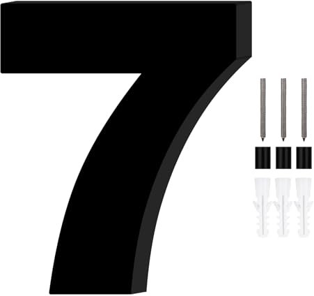 1 Pezzi Numero Civico Esterno,Numeri Civici da Esterno,Numero Civico,Numeri Civici,Numero Civico Esterno Personalizzato,Targa Numero Civico Esterno,Altezza 20cm,Nero(Numero 7)
