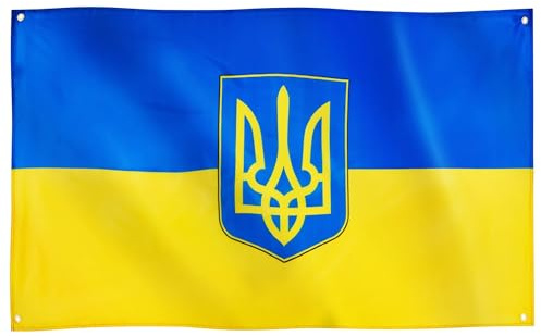 Bandiera Ucraina Runesol, 91x152 cm, bandiera ucraina, bandiera nazionale ucraina, 4 occhielli, occhiello in ogni angolo, bandiere premium, interno, esterno