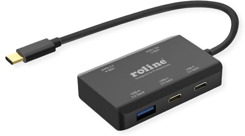 ROLINE USB 3.2 Gen 2 Hub, 4 Puertos (2X USB-A + 2X USB-C), PD, Cable de conexión Tipo C