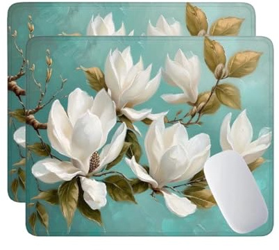 Mouse Mat 2 Pack, with Stitched Edges,320x260x3 mm Mousepad Magnolia Gaming Mouse Pad Mat, Waterproof Mouse Mats with Non-Slip Rubber Base, Mouse Pads for Computers, Laptop, PC Keyboard Mat A-1017