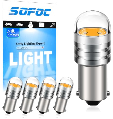 SOFOC BA9S LED Bulb Warm White 3000K 12V AC/DC Ampoule pour Feu de Position, Plafonnier, Lampe de Lecture, Plaque d'Immatriculation, Coffre BA9 53 T4W 5Pcs