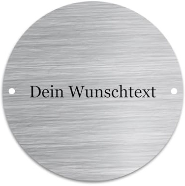 WIENS3D Klingelschild Edelstahl mit Gravur | Namensschild - Türschild - Gartenschild personalisiert für Briefkasten | Büroschild - Grabschild - Bankschild - Stallbox - Hundehütte | (Rund 100x1,5 mm)