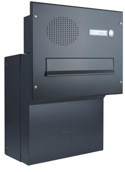 Schmaler Mauerdurchwurf Briefkasten mit Sprechsieb in RAL 7016 - Tiefe 18-27 cm - F-046