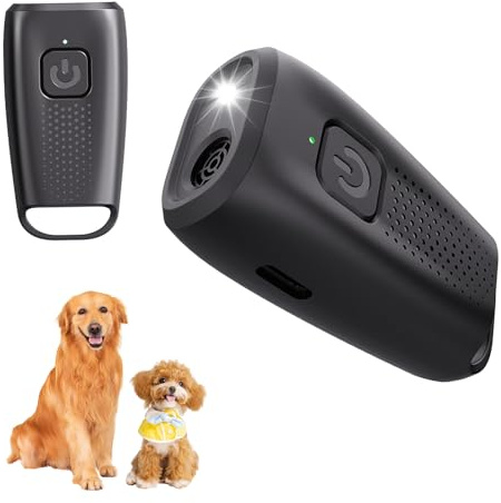 Anti Bellen Gerät für Hunde, Ultraschall Hund Barking Abschreckgeräte Wiederaufladbar Sonic Barking Gerät Hunde Bark Stopper, LED Anzeige Hundetrainer mit Einstellbarer Frequenz für Innen & Außen