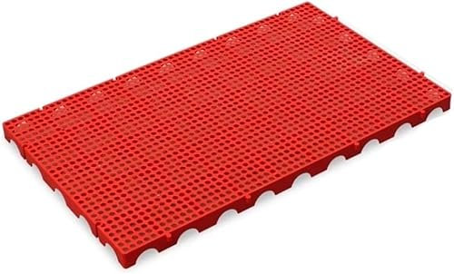 Thickened Plastic Storage Trays with Dividers - Interlocking Paving Board Tiles for Warehouse & Pet Cargo - Durable Oil Catching Platform Pads (Rosso)
