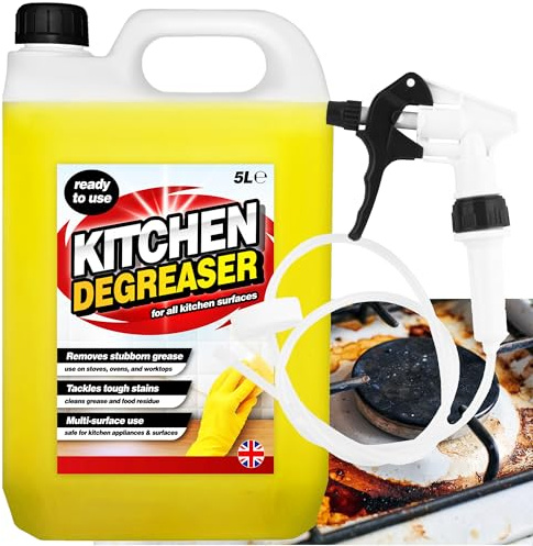 5L Heavy Duty Kitchen Degreaser Strong Grease Removal | For All Kitchen Surfaces With Convenient Long Hose Trigger