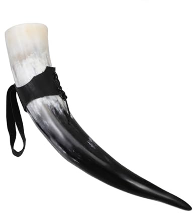 Mikinona Chope En Corne De Buffle 36-40 Cm Gobelet Viking En Corne à Boire Robuste Pour Bière Et Vin Voyages Camping 1 Pièce