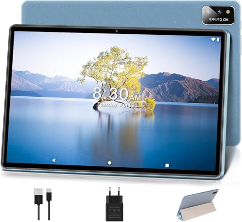 Biegedy Tablette 10 Pouces Android Ultra-Rapide Octa-Core 2.0 GHz 4Go RAM + 64Go ROM (TF 128Go), 5G+2.4G WiFi | HD IPS Écran | 8+5MP | Bluetooth 5.0 | 6000mAh-Bleu