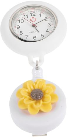 CALLARON Kreative Krankenschwester Taschenuhr mit Blumen Einziehbare Schwesternuhr für Tragbare Clip Uhr für Ärzte Leicht und Langlebig für Alltag