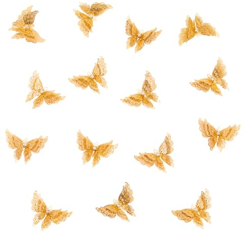 NBEADS 15 Pcs Attrape Soleil Papillon à Suspendre, Connecteurs en Laiton avec Pendentif en Strass Cristal pour Fenêtre Décoration de Jardin Mariage Fabrication de Bijoux, Or Clair