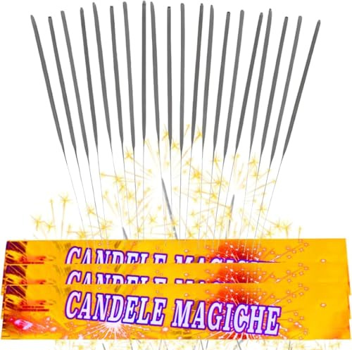 150 Candeline Magiche 35 cm Scintille Luminose - Kit 15 Confezioni da 10 di Bastoncini Scintillanti - Perfette per Matrimonio, Compleanno, Capodanno, Feste All'aperto e Party - Cat. 1 - Lunghe