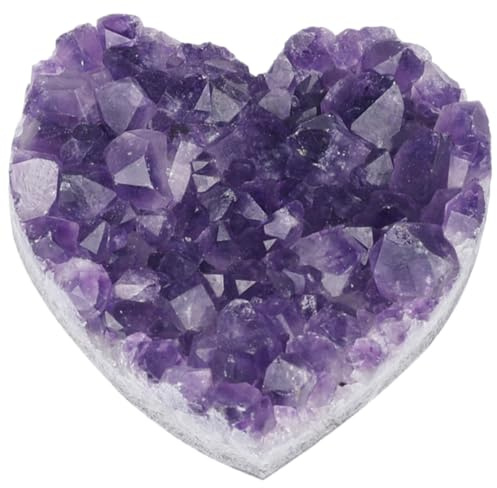 NOLITOY Ornamento Pietra Cristallo Naturale Viola Forma di Cuore Decorazione Artigianale per Casa e Ufficio Pietra Naturale Decorativa Statuetta Cristallo per Tavolo e Regalo