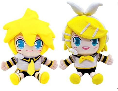 Xinchangda Figurines en peluche Kagamine Rin/Kagamine Len Anime - Figurine en peluche assise Kagamine Rin - Douces peluches pour canapé - Décoration de canapé et literie - Cadeau