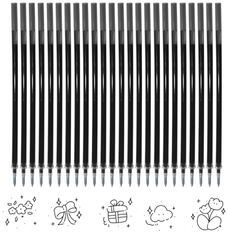 24x Recambios Boligrafos Borrables,Compatibles con Legami, Punta de 0,7mm,Altura 13cm,Bolígrafo Roller Borrable,Tinta Termosensible,Recambio Reemplazable,Negro