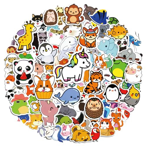 SOLMAN Stickers for Children & Adults, 100 Pcs Animal Cute Waterproof Vinyl Stickers for Laptop Water Bottle Skateboard Suitcase,Sticker Pack for Scrapbook Journal Classroom Reward,Kids Stickers