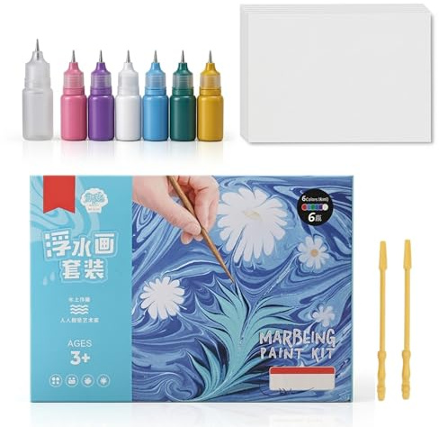 Marbling Paint Kit for Kids, Safe Educational Art Crafts Supplies, 6/12 Colors Water Art Kit, Early Learning STEM Toy, Perfect Water Mate for DIY Projects Toddlers Boys Girls Age 3+ Gift (SET A)