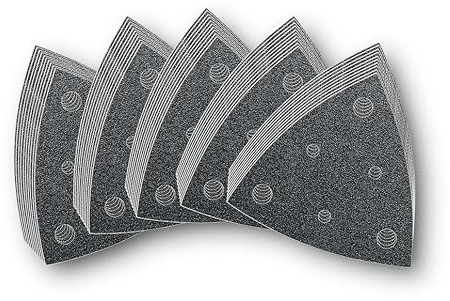 FEIN Schleifblatt-Set 50 Schleifblätter gelocht, je 10 Schleifblätter Korn 60, 80, 120, 180, 240 Korund-Schleifkörner, Klettenschnellbefestigung, universellen Einsatz von Grob- bis Feinschliff