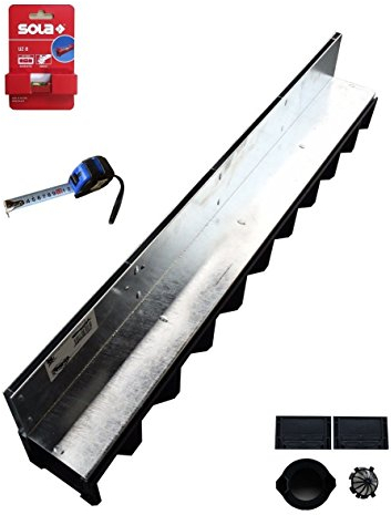 Set 3 Schlitzrinne mit Schlitzaufsatz 105mm verzinkt 1 Zubehörset, 1 Schnurwasserwaage, 1 Rollmaß 5 Meter