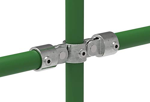Fenau | Gelenk-Verbinder/Gelenk-Stück, vertikal, doppelt, Ø 60,3 mm, Rohrverbinder, Temperguss galvanisiert, feuerverzinkt, inkl. Schrauben
