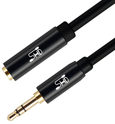 SHD Aux Extension Cable 3.5mm Cord Stereo Audio Cable Male to Female Type Metal Connectors Black-3Feet