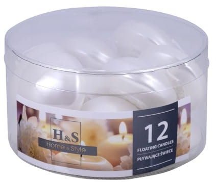 DONAU Home Juego de velas flotantes/nácar blanco perlado / 12 unidades / 2,8 x 4,8 cm de diámetro / 4 horas de combustión/vela flotante Sans perfume/velas flotantes cálidas velas de té/cena, boda