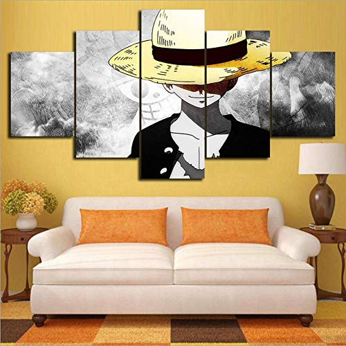 FJLOVE Fxwj Impression Giclée en One Piece Monkey D. Luffy Peinture sur Toile 5 Pieces Image Déco d'art Murale Tableau,B,100x55cm