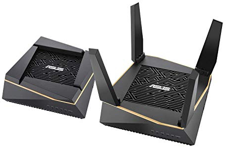 Asus Ai Mesh WLAN System (RT-AX92U, 2in1 Set, WiFi 6 für Mesh-Backbone, WiFi 1-5 für Client-Verbindung, 4x Gigabit LAN, App Steuerung, unterbrechungsfreies Roaming, AiProtection)
