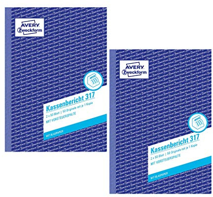 AVERY Zweckform 317 Kassenbericht weiß/gelb (2 Stück, Kassenbericht A5)