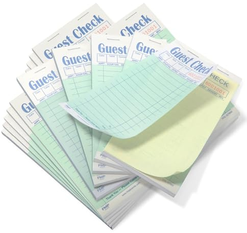 FMP Brands Double Part Guest Check for Servers, Server Note Pads 1000 Sheets (20 Pads), Server Books for Waitress with Carbon Copies, Guest Check 2 Part Carbonless, Receipt Book with Carbon Copies