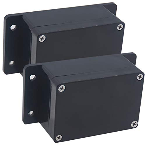 Raculety 2 Stück Projektbox IP65 Wasserdicht Abzweigdose ABS Kunststoff Schwarz Elektrische Boxen DIY Elektronische Projekt Gehäuse Power mit festem Ohr 3,94 x 2,68 1,97 Zoll (100 68 50 mm)