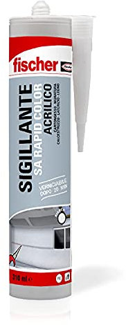 Fischer Sigillante Asciugatura Rapida Sa Rapid, Finitura Liscia, Acrilico, Verniciabile, Per Giunti, Cartongesso, Cemento, Legno, Inodore, Senza Solventi, Uso Interno, 552336, Bianco